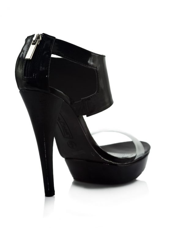 Siyah Şeffaf Bantlı Platform Topuk Ayakkabı 3