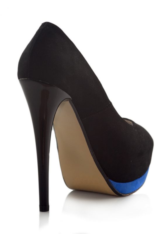 Siyah Nubuk Mavi Platform Topuklu Ayakkabı 3