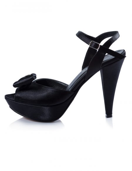 Hotiç Platform Topuklu Siyah Saten Ayakkabı 2